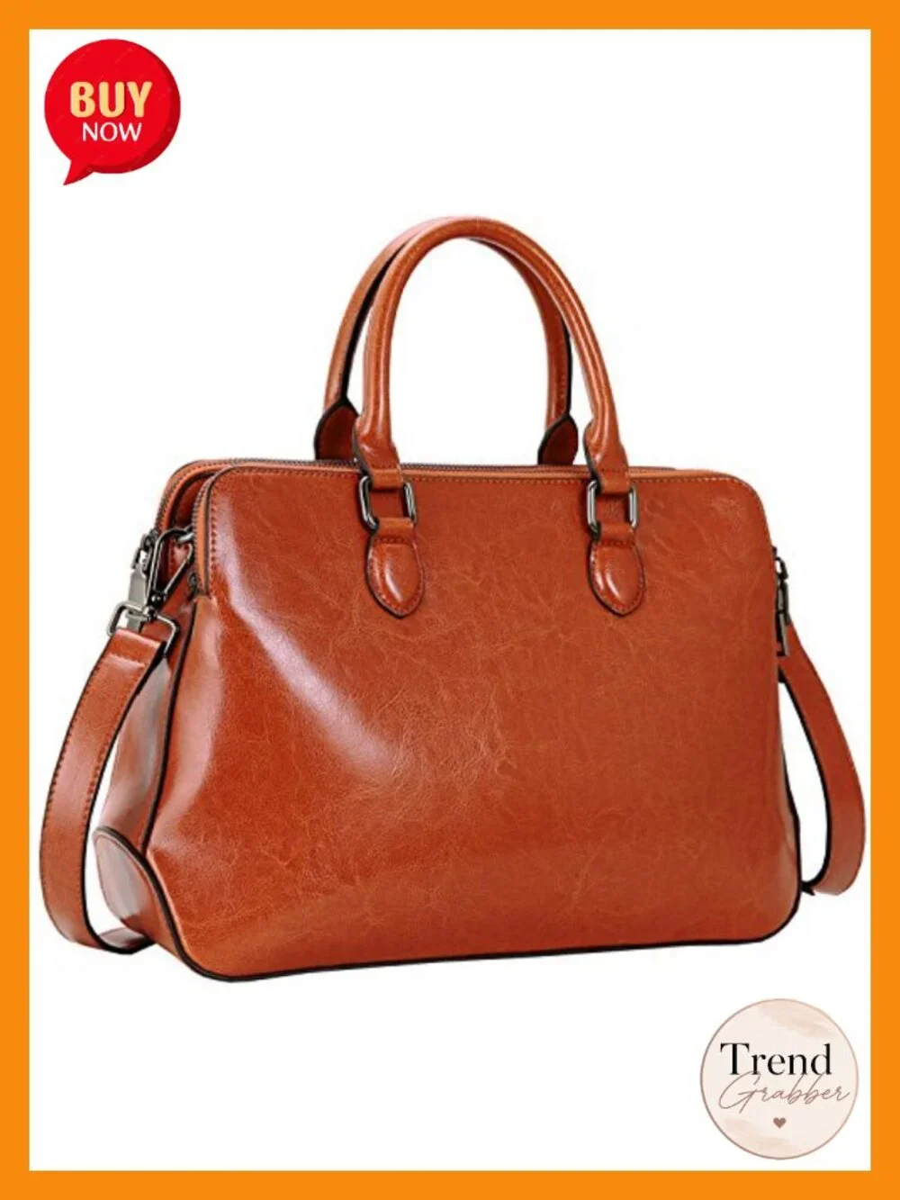 Genuine Leather Tote Shoulder Bag Multi Compartment Satchel